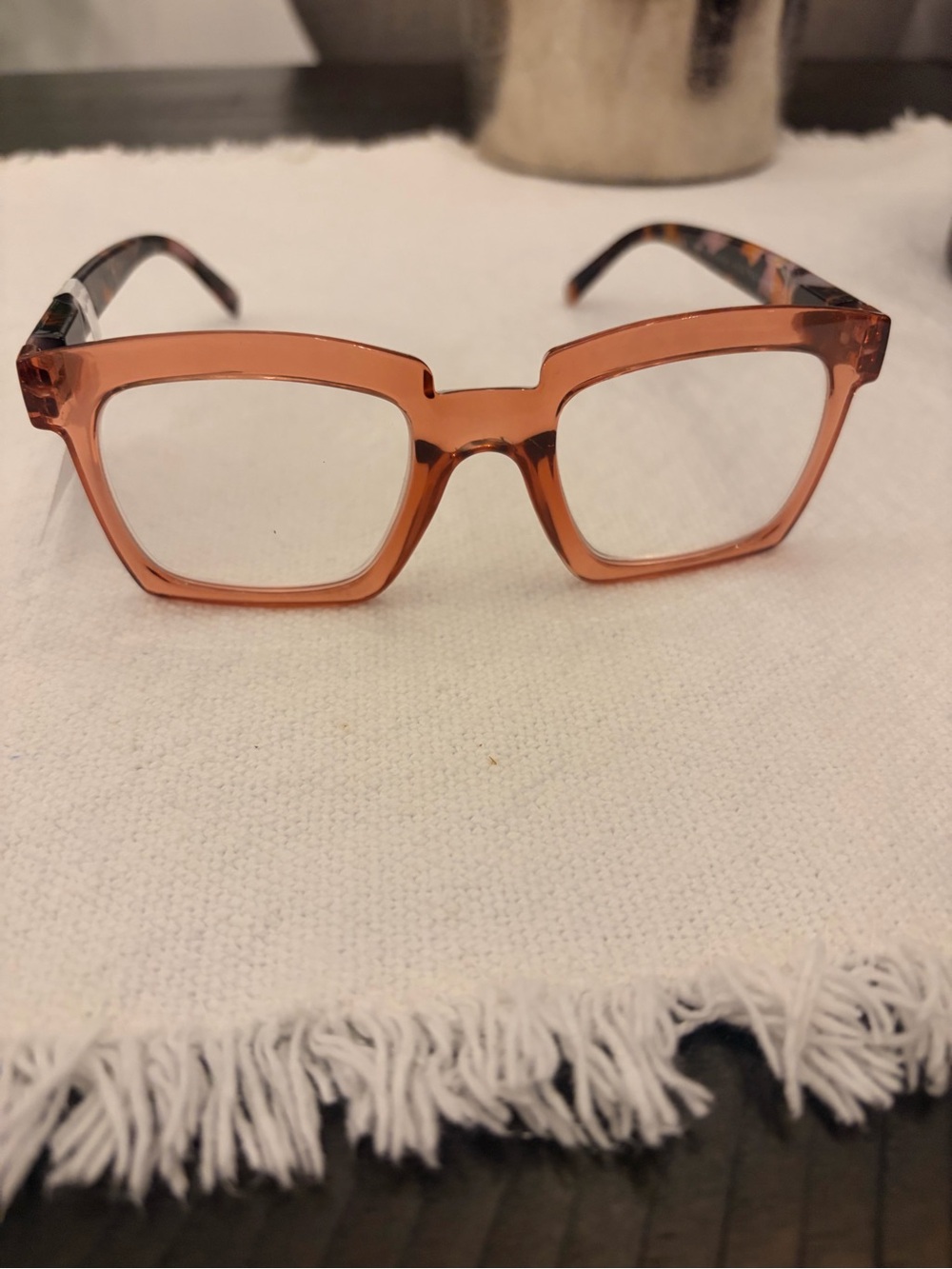 Peepers Women's Transparent Amber Square Fashion Glasses 2.5